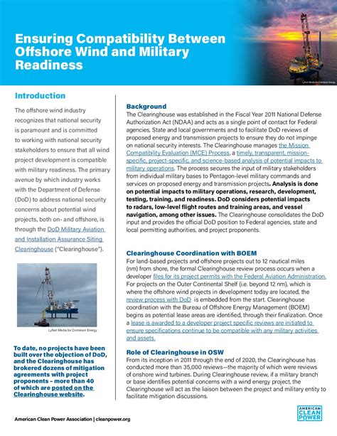 Fact Sheet Ensuring Compatibility Between Offshore Wind And Military