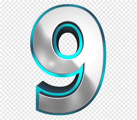 9 Illustration Number Metal Blue Metallic And Blue Number Nine Color