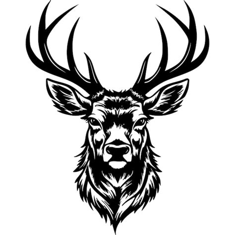 Un Dessin En Noir Et Blanc D Une T Te De Cerf Avec Des Bois Vecteur