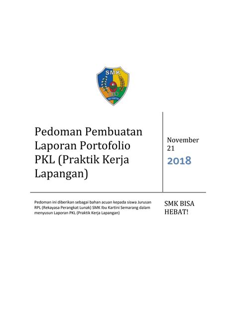 Solution Format Laporan Portofolio Pkl Praktik Kerja Lapangan 2019