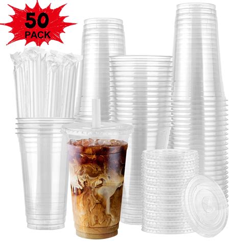 Oz Clear Party Transparent Disposable Plastic Cups Flat Lids And