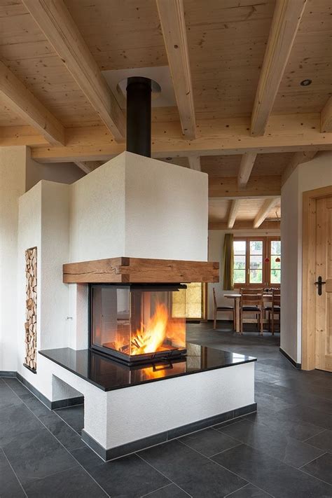 Cheminée 3 Seiten Kamin Landhausstil wohnzimmer Kaminideen