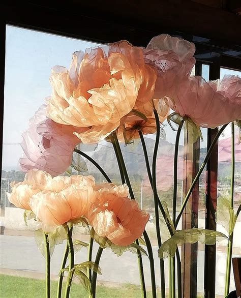 Ivory White Organza Set Of Or More Giant Flowers For Etsy Giant