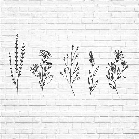 Wildflowers Svg Floral Svg Wild Flower Svg Flower Sketch Svg Cricut