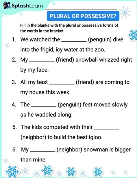 Plural Or Possessive Worksheet Printable English Sheet