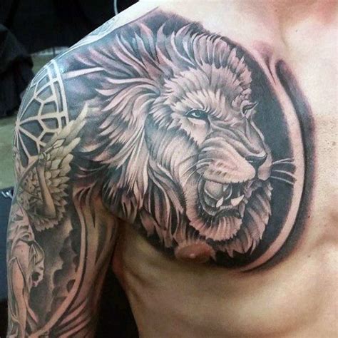 Lion Chest Tattoo For Men