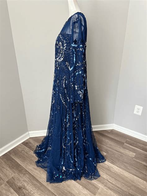 Mac Duggal Long Sleeve Embellished Illusion Evening Gown Ebay