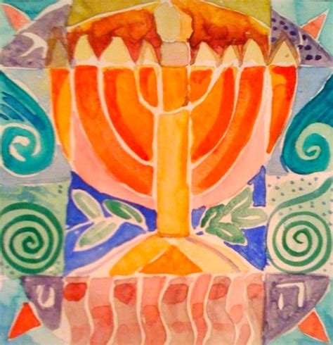 Sally Dean 365 Flowers Menorah Watercolor On Paper