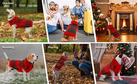 Pumyporeity Classic Plaid Dog Sweater With Leash Hole