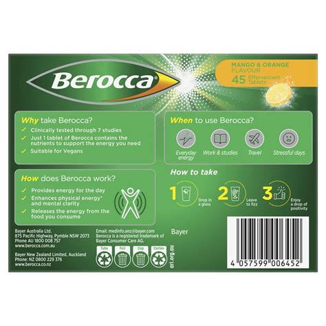 Buy Berocca Energy Mango Orange 45 Effervescent Tablets Online At