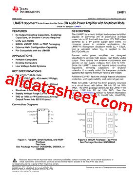 LM4871MM NOPB Datasheet PDF Texas Instruments