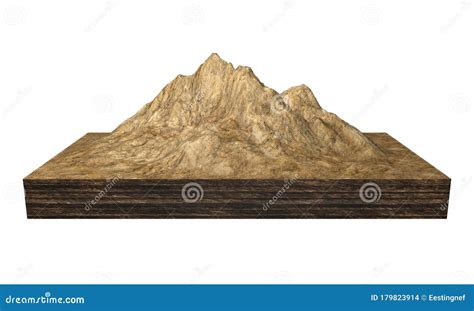 Cross Section of Ground with Mountain. Isolated on White Background ...