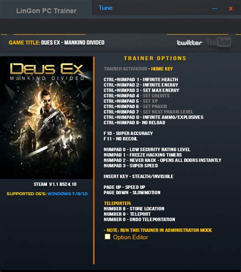 Deus Ex Mankind Divided Trainer 20 1 1 Build 524 10 LinGon