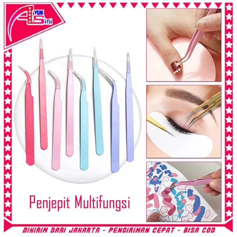 Jual AS Pinset Bulu Mata Eyelash Pinset Tweezer Lurus Bengkok Lengkung