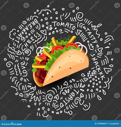 Tortilla Burritos Wrap Vector Cartoon Illustration Mexican Burritos