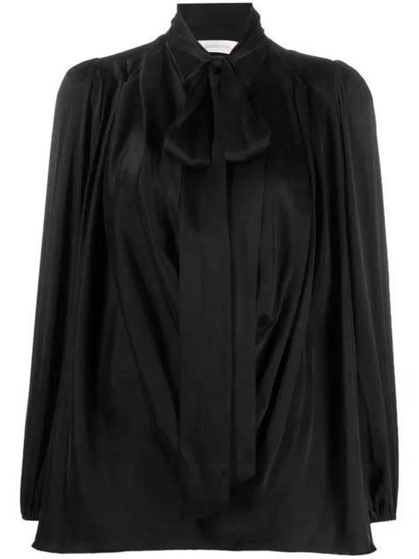 Zimmermann Pussy Bow Long Sleeve Silk Blouse Black