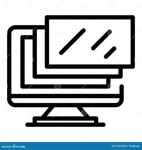 Monitor Web Interface Icon Outline Style Stock Vector Illustration