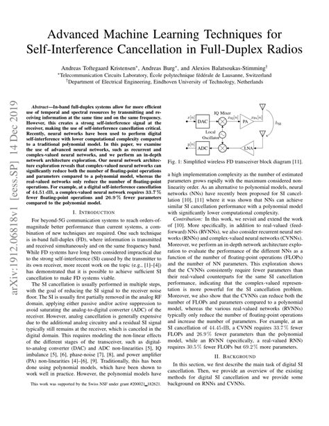 PDF Advanced Machine Learning Techniques For Self Interference