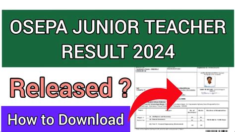 OSEPA Junior Teacher Result 2024 How To Check OSEPA JT Result 2024