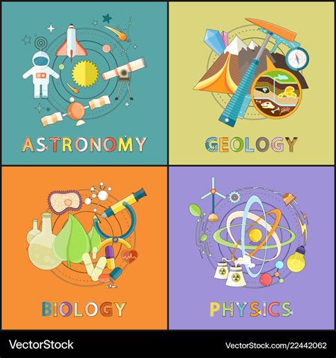 Astronomie Physik Geologie Biologie Grafik Vektorbild