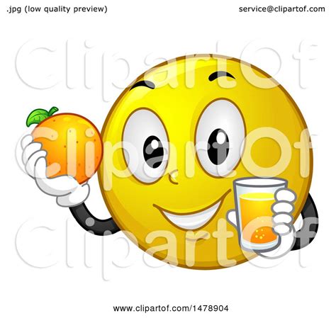 Clipart of a Healthy Yellow Smiley Face Emoji Holding a Glass of Orange ...