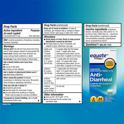 Equate Anti Diarrheal Loperamide Hydrochloride Hcl 24 Caplets 2 Pack