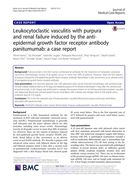 Pdf Leukocytoclastic Vasculitis With Purpura And Renal Failure