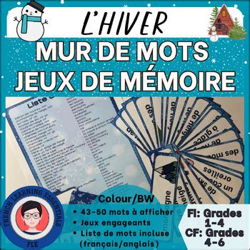 L Hiver Mur De Mots Jeux De M Moire Winter Word Wall Memory Game