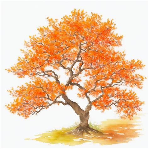 Orange Tree Watercolor Clip Art