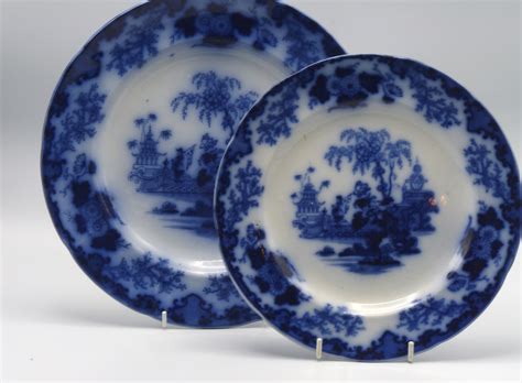 Flow Blue Plates Scinde Jackies Antique Showcase