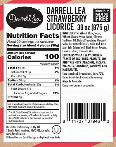 Darrell Lea Soft Australian Strawberry Licorice 1925 Lb Bulk Bag Non