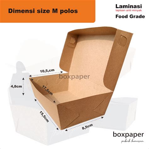 Jual Paper Lunch Box Size M Isi 100pcs Kraft Laminasi Kotak Makan