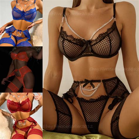 Women S Sexy Lingerie Lace Babydoll Bra Thong Set Sleepwear Underwear