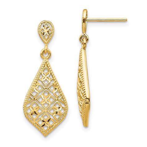 Primal Gold 14 Karat Yellow Gold Fancy Dangle Post Earrings Walmart