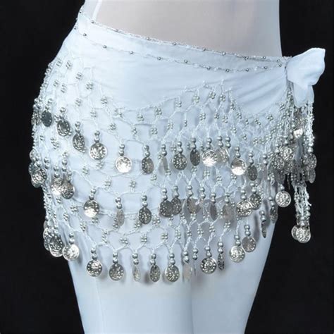 Rows Belly Dance Hip Skirt Scarf Wrap Belt Hipscarf With Goin Silver