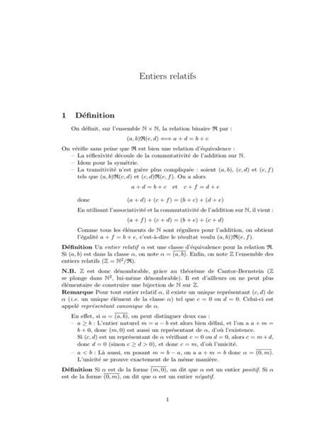 Entiers Relatifs