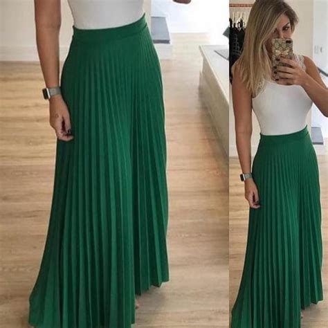 Saia Longa Plissada Verde Victorias Fashion Pleats Fashion Womens