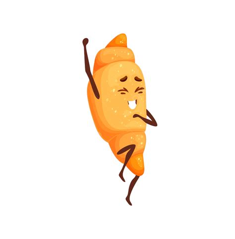 Personagem De Vetor De Croissant Alegre Dos Desenhos Animados PNG