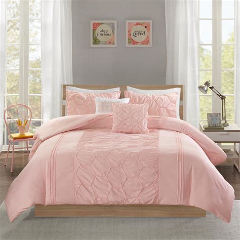 Intelligent Design Shayda 4 Piece Blush Twintwin Xl Solid Comforter