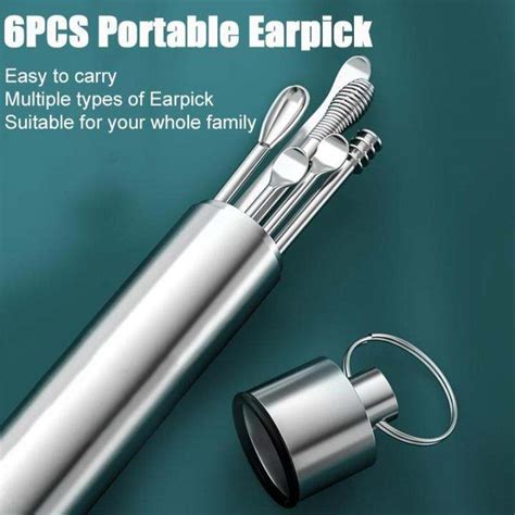 6pcs Set Ear Wax Pickers Stainless Steel Earpick Wax Remover Curette