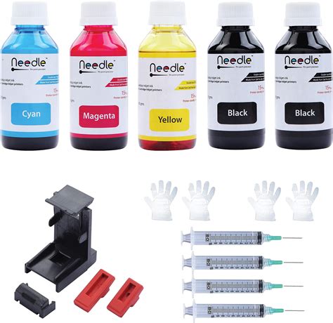 Needle Cmykk Refill Kit With Suction Tool Combo Pack Of High Yield Inkjet Cartridge Ink Refill