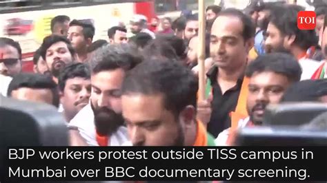 BBC Documentary Screening BJP Workers Protest Outside TISS Campus In