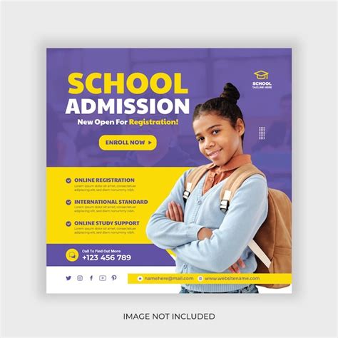 Premium Vector | School admission social media banner design