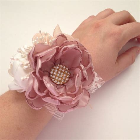 Wrist Corsage Mauve Champagne And Ivory Wrist Corsage Gold Accents