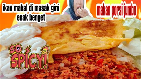 Mugbang Jumbo Ikan Salmon Suir Dadar Telor Dan Lalapan Mukbang