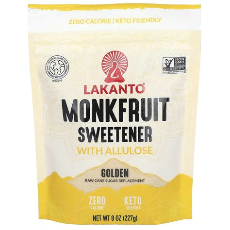 Lakanto Monkfruit Sweetener With Allulose Golden 8 Oz 227 G