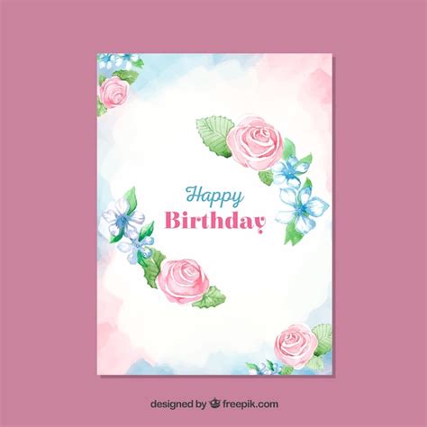 Free Vector Beautiful Floral Birthday Card Template