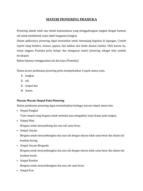 Materi Pionering Pramuka Pdf