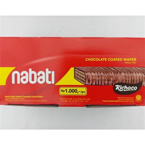 Jual Nabati Coated Wafer Coklat Coated Kelapa 18gr 1 Pak Isi 12