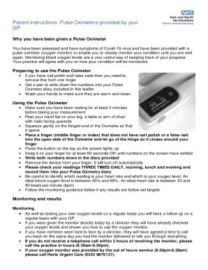 Fillable Online Covid 19 Patients To Use Pulse Oximetry At Home To